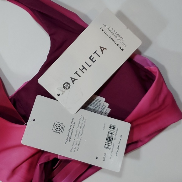 Athleta Malibu Bikini Top Surf Blur Fushsia Size Medium A-C MSRP$49 NEW SU032 - Picture 10 of 11